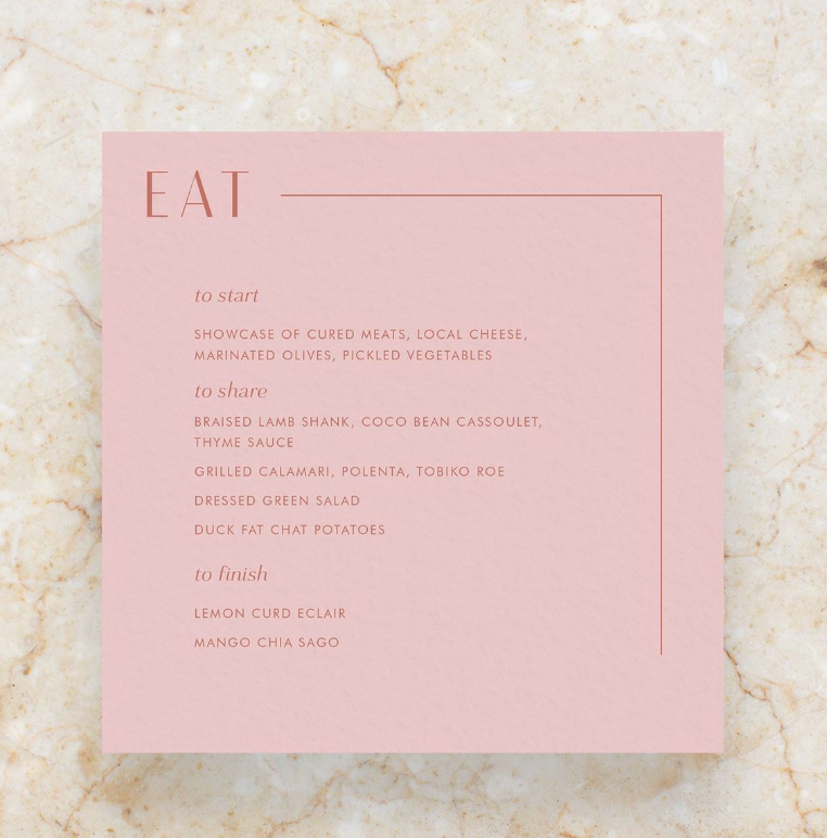 Menu A5 Linen Card.