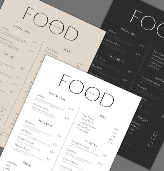 Event Restaurant  Menu A4